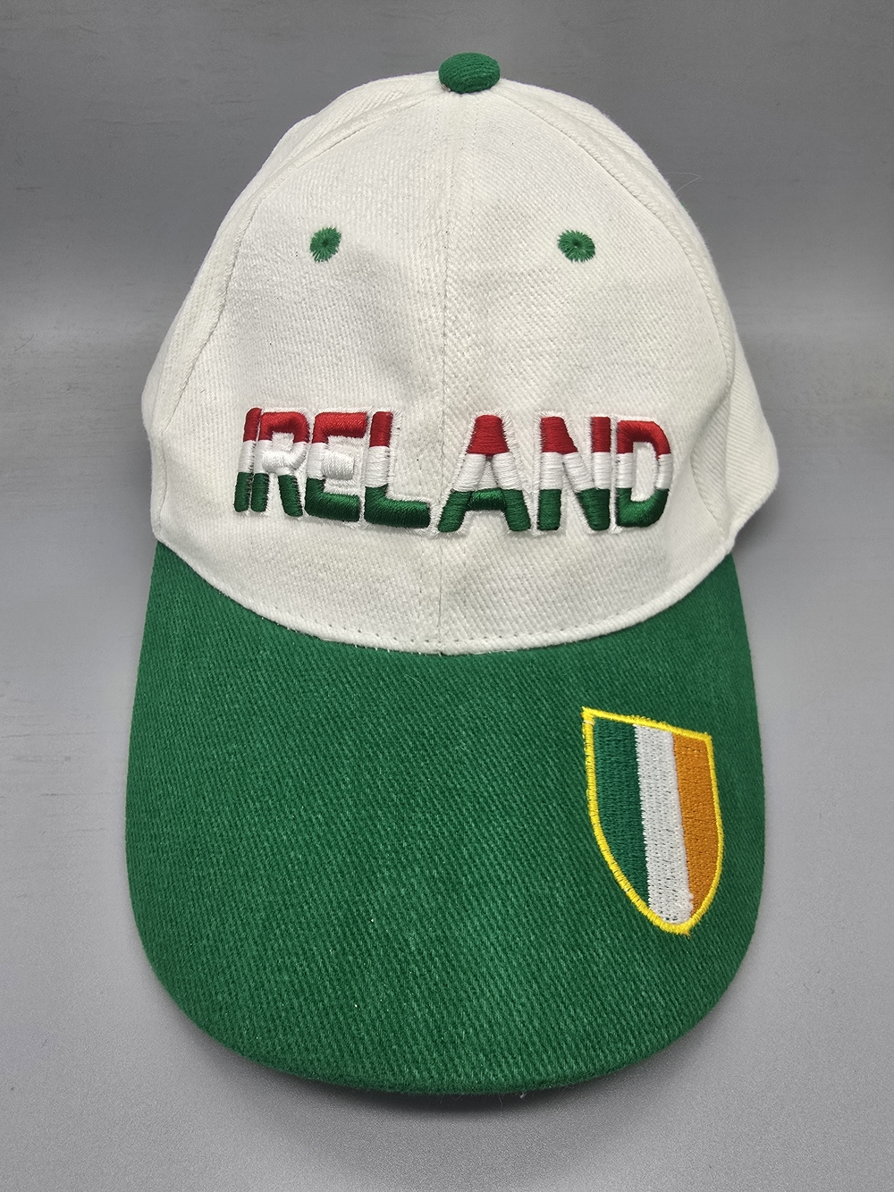 IRELAND Embroidered Baseball Cap - White & Green